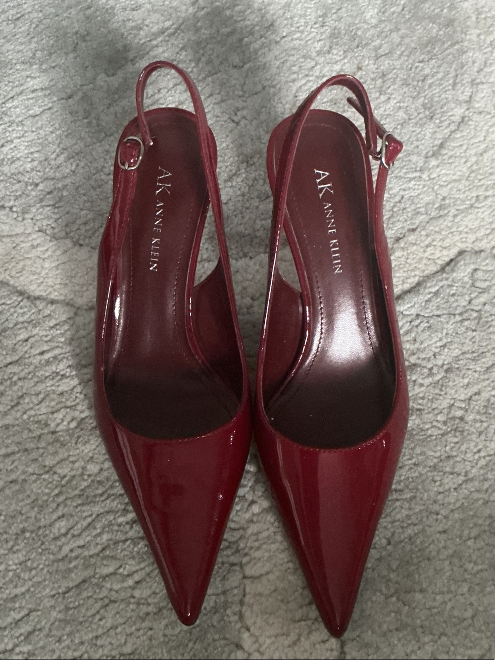 Anne Klein Deep Red Patent Slingback Pointed Pumps